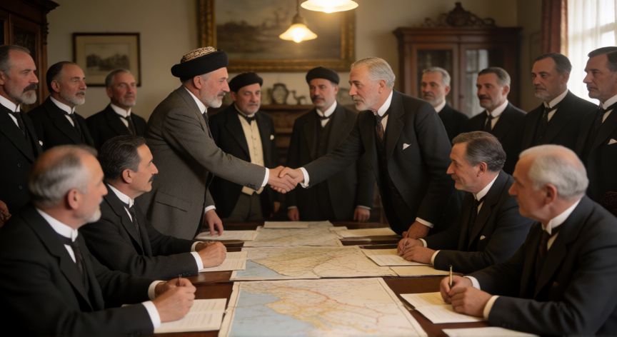 qué ocurrió con el imperio otomano al terminar la primera guerra mundial, Acuerdo del Tratado de Lausana que estableció las fronteras modernas de Turquía