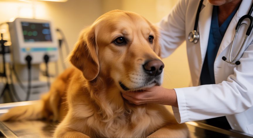 que ocurrio con el perro wilson, Veterinario revisando al perro Wilson en una clínica veterinaria