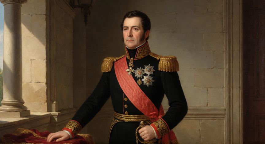 qué ocurrió con el rey fernando vii, Retrato histórico del rey Fernando VII de España con uniforme militar