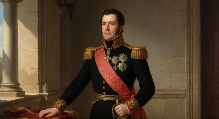 Retrato histórico del rey Fernando VII de España con uniforme militar