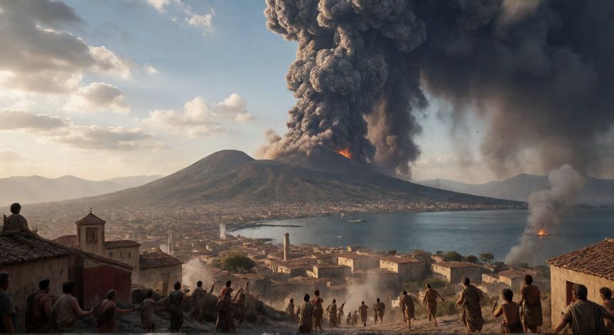 que ocurrio con el volcan vesubio en el año 79 dc, Erupción del volcán Vesubio en el año 79 d.C. vista histórica