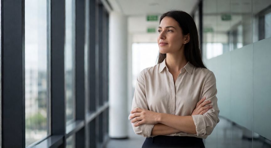 que ocurrio con fatima bosch, Mujer profesional en oficina esperando actualización de noticias