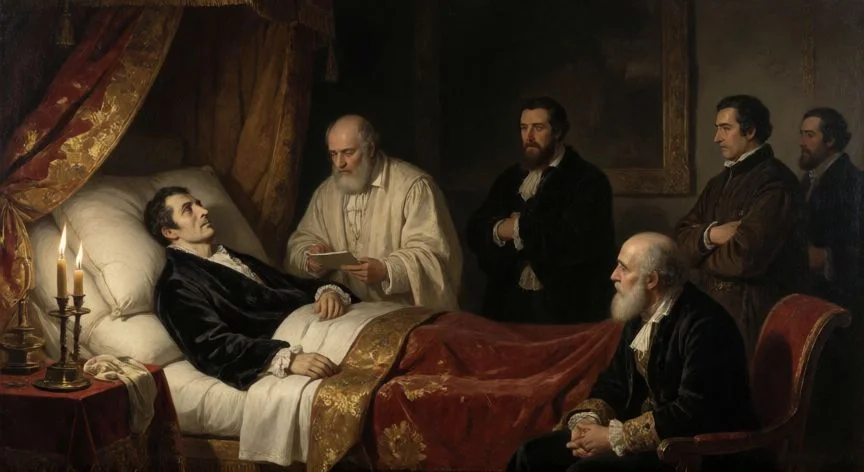 Fernando VII en su lecho de muerte durante el siglo XIX