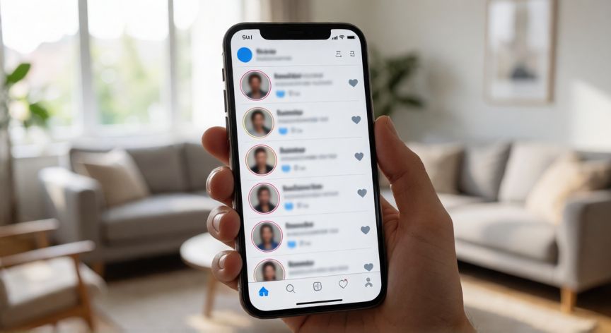 que ocurrio con fran maira, Mano sosteniendo un móvil mostrando redes sociales con información desactualizada