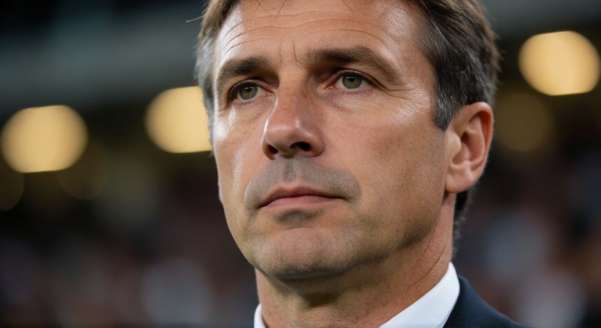 que ocurrio con gaspi, Primer plano del rostro de un entrenador de fútbol con expresión seria