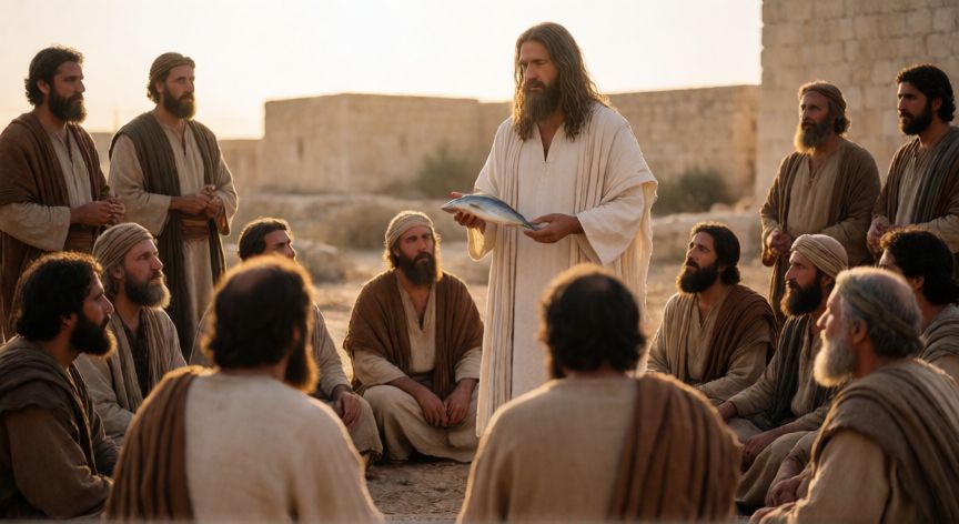 que ocurrio con jesus despues de resucitar, Jesús compartiendo la cena con sus discípulos después de la resurrección en Jerusalén