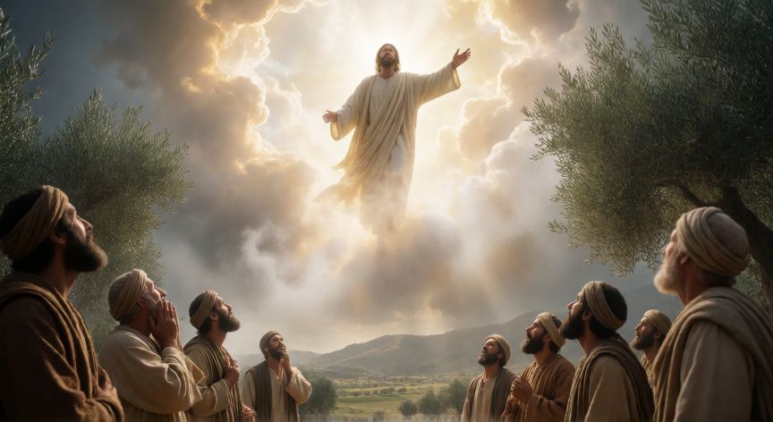 que ocurrio con jesus despues de resucitar, La ascensión de Jesús al cielo presenciada por los apóstoles en el Monte de las Olivas