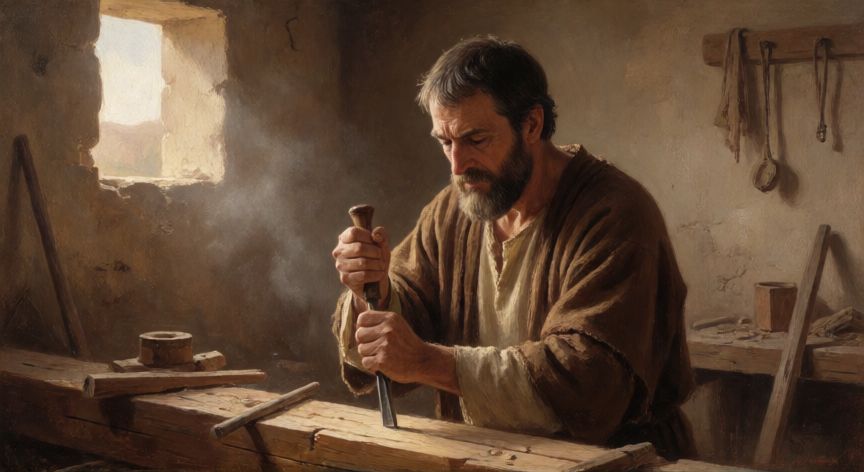 que ocurrio con jose el padre de jesus, José el carpintero trabajando en su taller histórico
