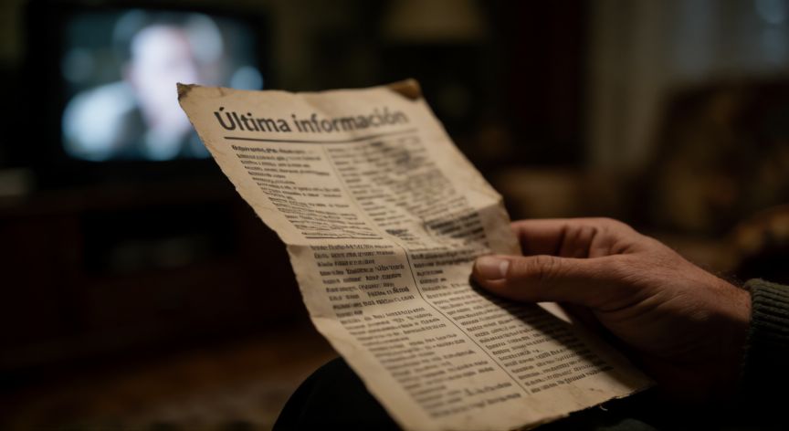 que ocurrio con krishna aguilera, Mano sosteniendo un papel con noticias en una habitación oscura