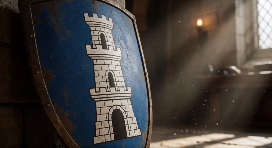 que ocurrio con la casa hightower, Escudo de la Casa Hightower en una sala abandonada