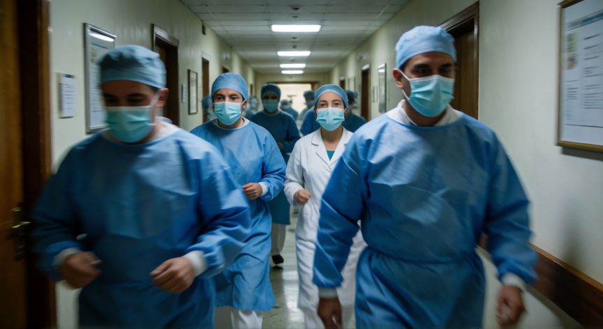 qué ocurrió con la gripe porcina en nuestro país y en el mundo, Personal sanitario en un hospital español durante la alerta de gripe porcina H1N1