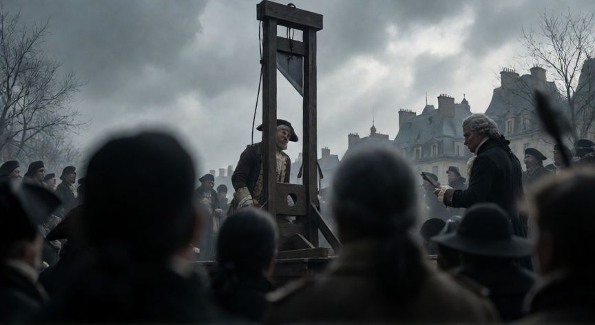 que ocurrio con luis xvi, La guillotina en la Plaza de la Revolución durante la ejecución de Luis XVI