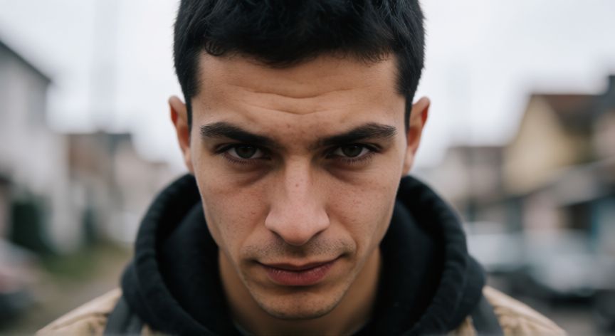 que ocurrio con mondongo, Retrato de primer plano de un joven con sudadera y leve sonrisa en entorno urbano