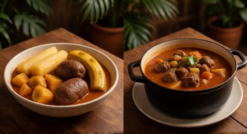 que ocurrio con mondongo en puerto rico, Comparación visual entre mondongo cubano y guiso puertorriqueño