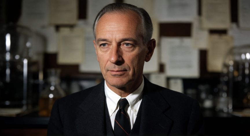 que ocurrio con oppenheimer, Retrato de J. Robert Oppenheimer con expresión pensativa