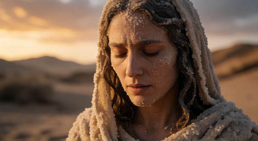 qué ocurrió con sodoma y gomorra, Estatua de sal representando a la esposa de Lot en el desierto