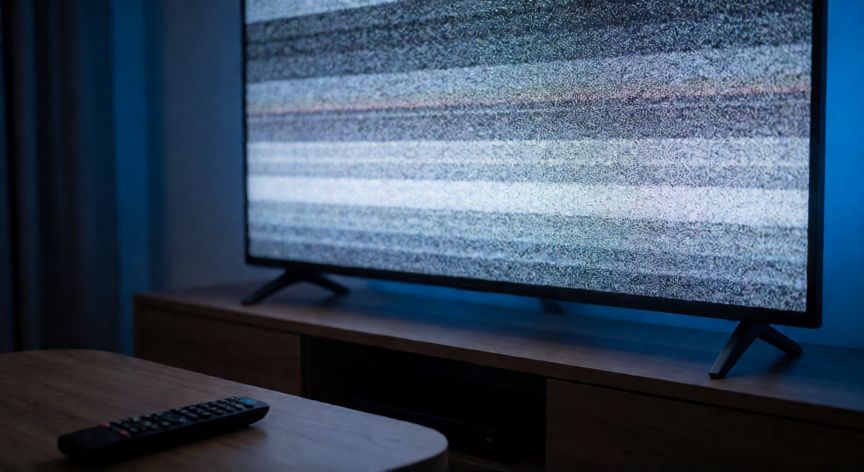 que ocurrio con super tv, Televisión inteligente con pantalla de estática por falta de señal