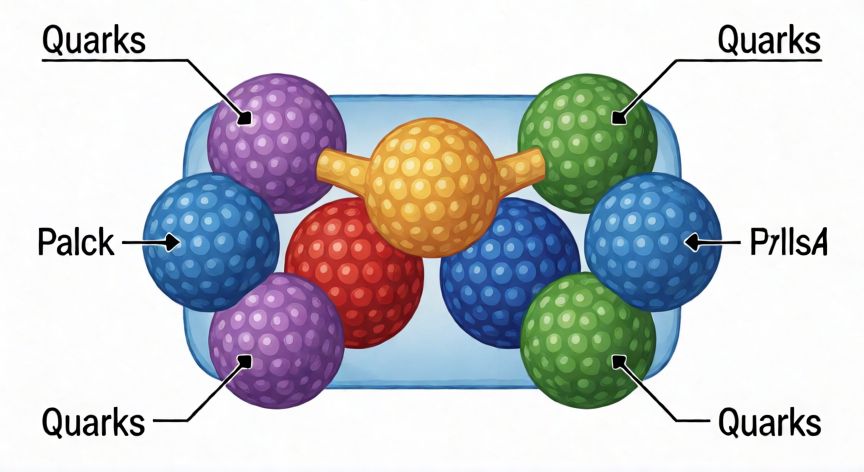 que ocurrio el 07 de octubre, Diagrama científico mostrando quarks dentro de un protón