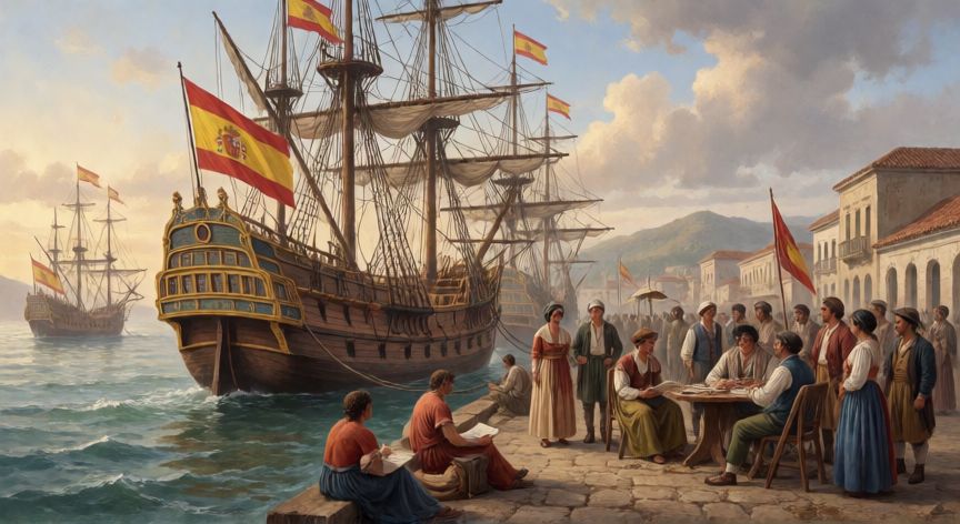qué ocurrió el 2 de agosto de 1810, Puerto americano en 1810 con barcos españoles y ciudadanos organizándose para la independencia