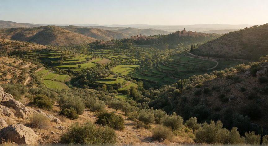 qué ocurrió el 3 de agosto de 1492, Vista panorámica de la Vega de Guadix y el horizonte hacia Granada en el siglo XV