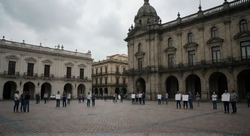 Vista de la Plaza Bolivar en Caracas con una atmosfera solemne