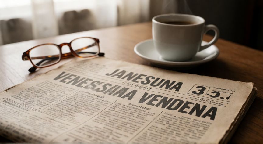 qué ocurrió el 3 de enero en venezuela, Periodico antiguo venezolano sobre una mesa de madera