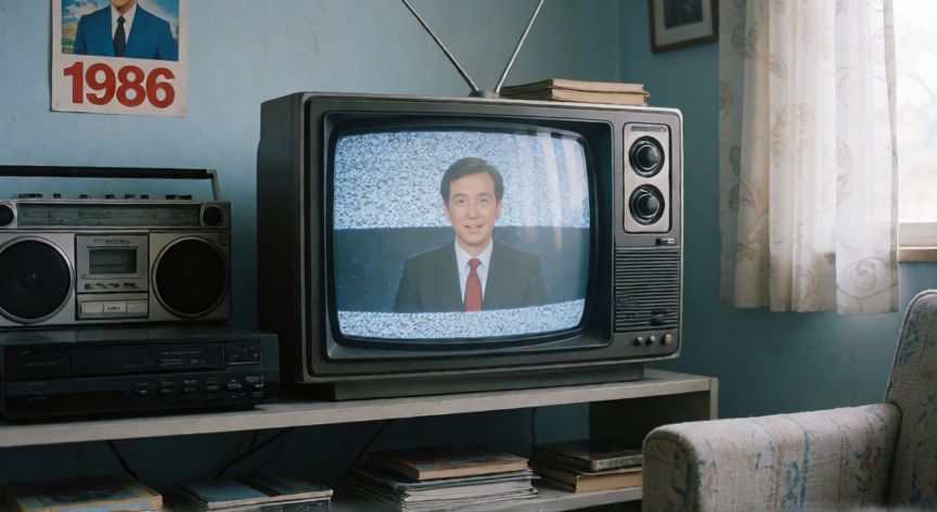 qué ocurrió el 30 de agosto de 1986, Salón retro de los años 80 con televisión CRT