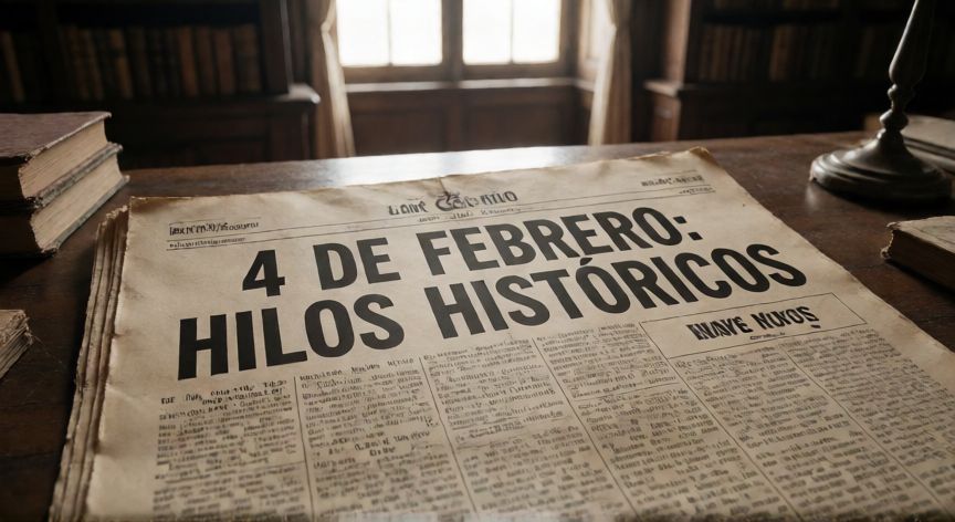 qué ocurrió el 4 de febrero, Portada de periódico antiguo con fecha del 4 de febrero destacando eventos históricos