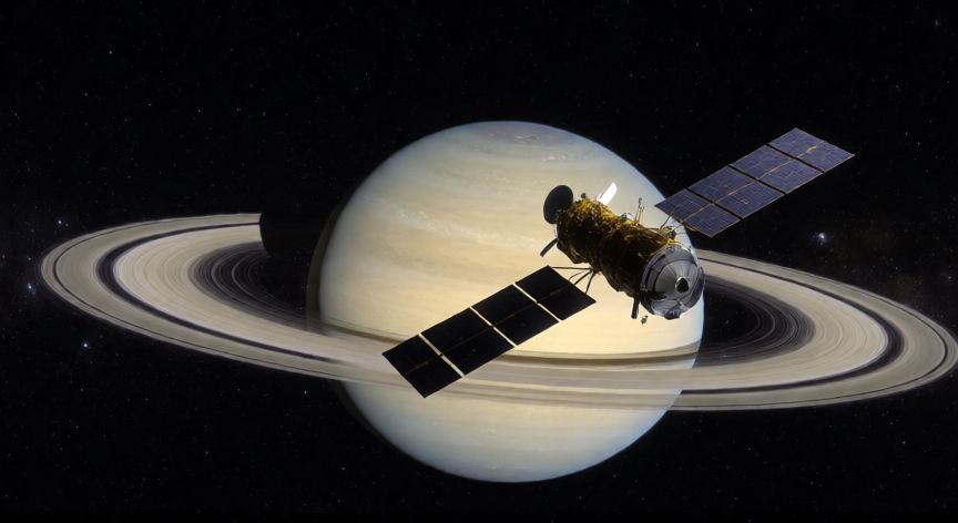 qué ocurrió el 4 de noviembre, La sonda espacial Cassini-Huygens orbitando el planeta Saturno con sus anillos visibles