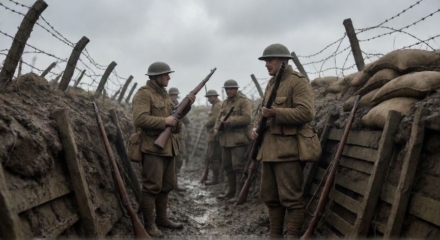 qué ocurrió el 5 de febrero de 1917, Soldados en las trincheras del frente occidental durante la Primera Guerra Mundial