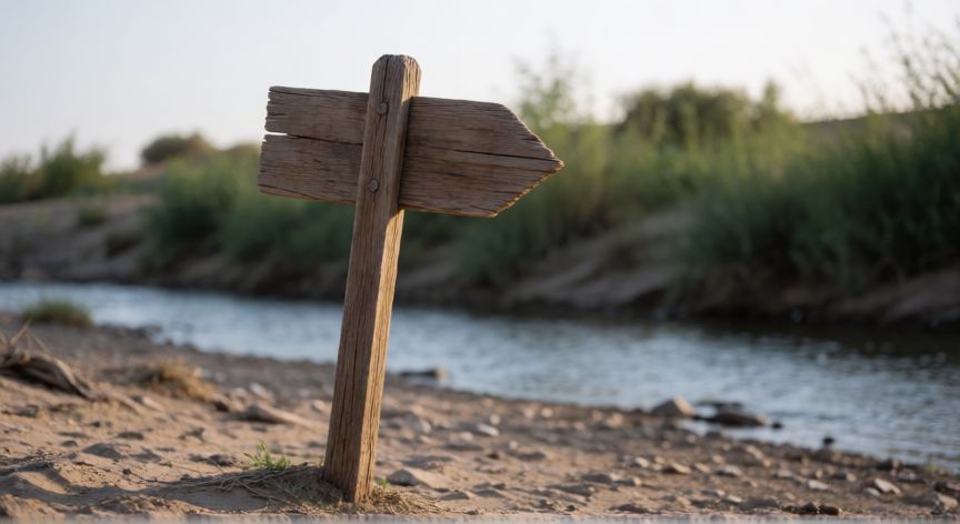 qué ocurrió el 6 de agosto de 2014 en el río sonora, Señal de madera envejecida junto a la ribera del Río Sonora en un entorno desértico