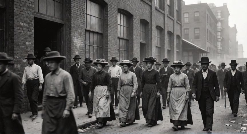 que ocurrio el 8 de marzo de 1908 en nueva york, Trabajadores en las calles de Nueva York en 1908