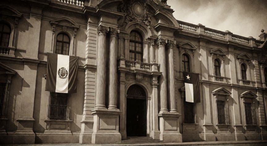 qué ocurrió el 8 de octubre de 1879, Fachada de edificio gubernamental histórico en el siglo XIX durante la tensión diplomática