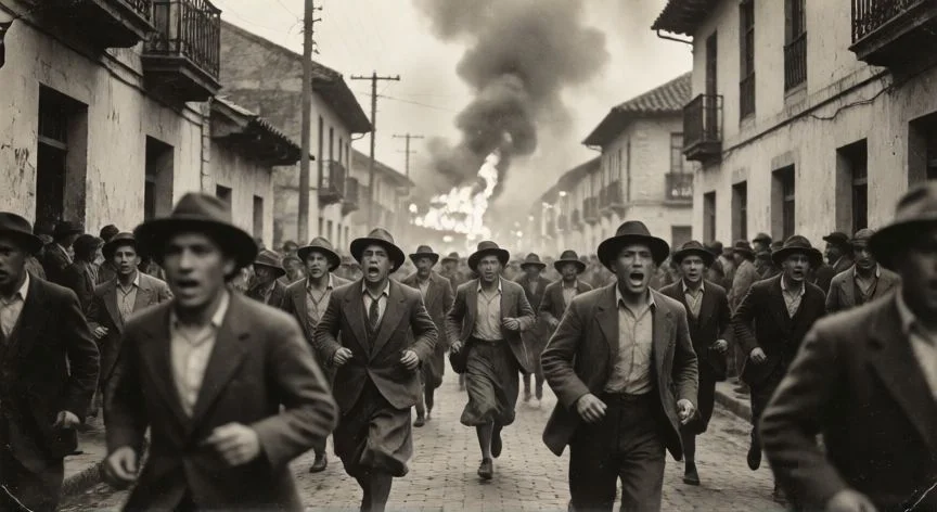 Multitudes en las calles de Bogotá durante los disturbios de 1948