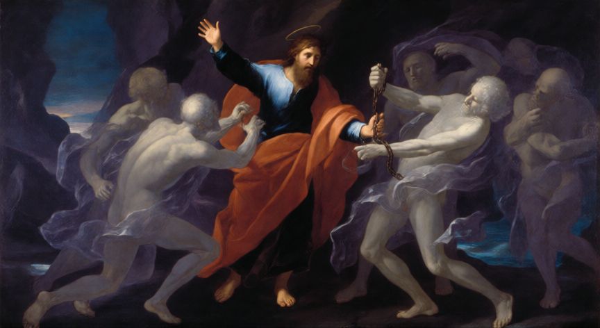 qué ocurrió el sábado santo, Representación artística del descenso de Jesús al infierno liberando a las almas