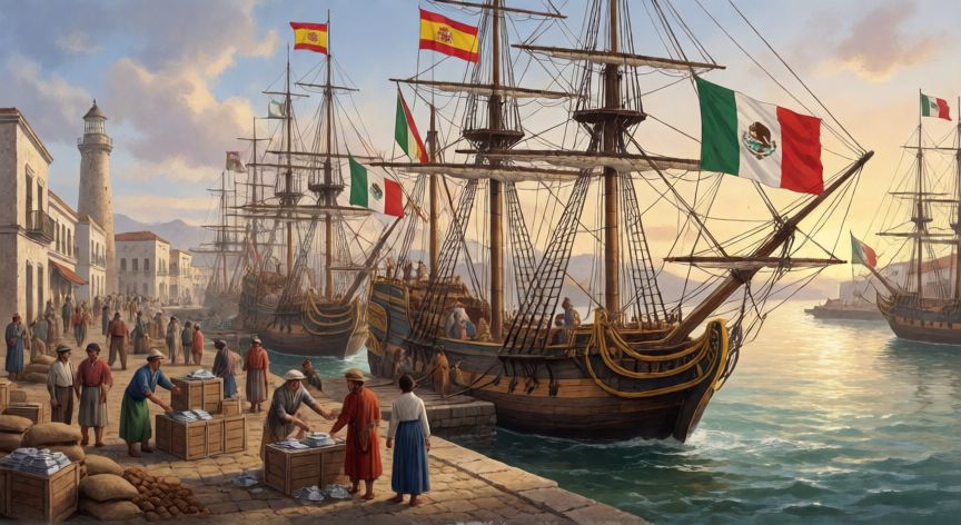 qué ocurrió en 1838 con respecto a los puertos mexicanos, Puerto de Veracruz en el siglo XIX con barcos mercantes y actividad comercial