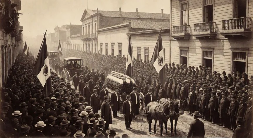Procesión fúnebre de Benito Juárez en el siglo XIX