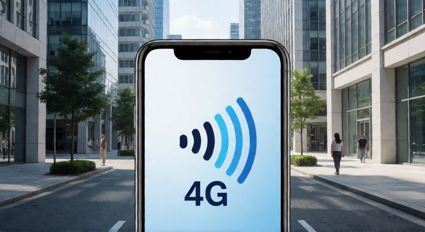 qué ofrece la tecnología 4g, Smartphone con señal 4G en una calle urbana