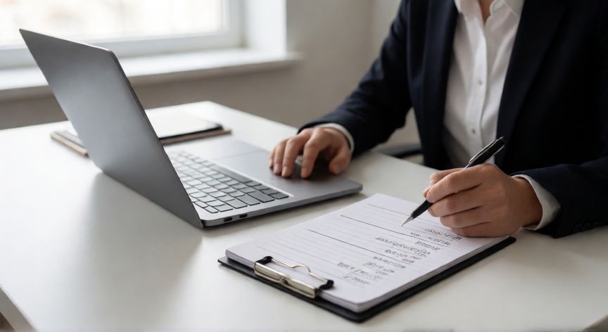 qué ordenador, Persona analizando sus necesidades de equipo informático en su escritorio