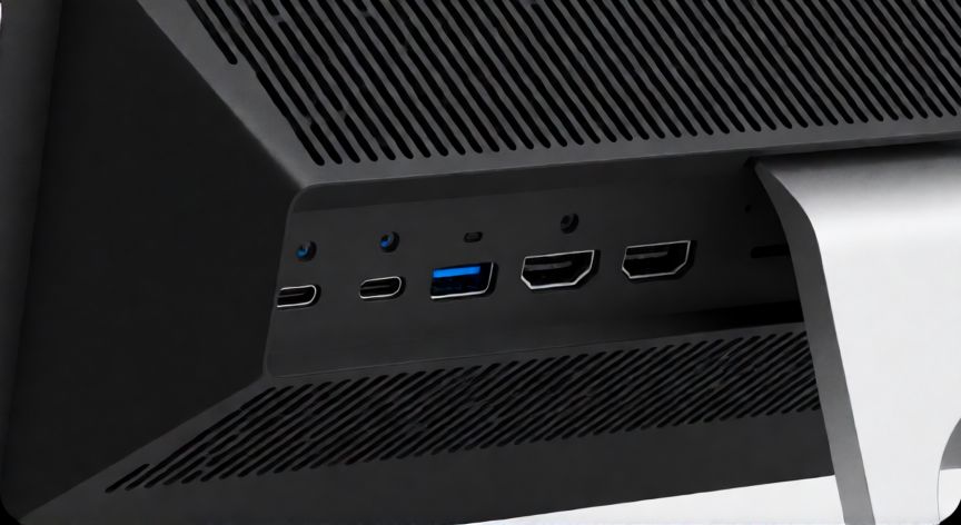 que ordenador all in one comprar, Vista trasera de un all in one mostrando puertos de conexión