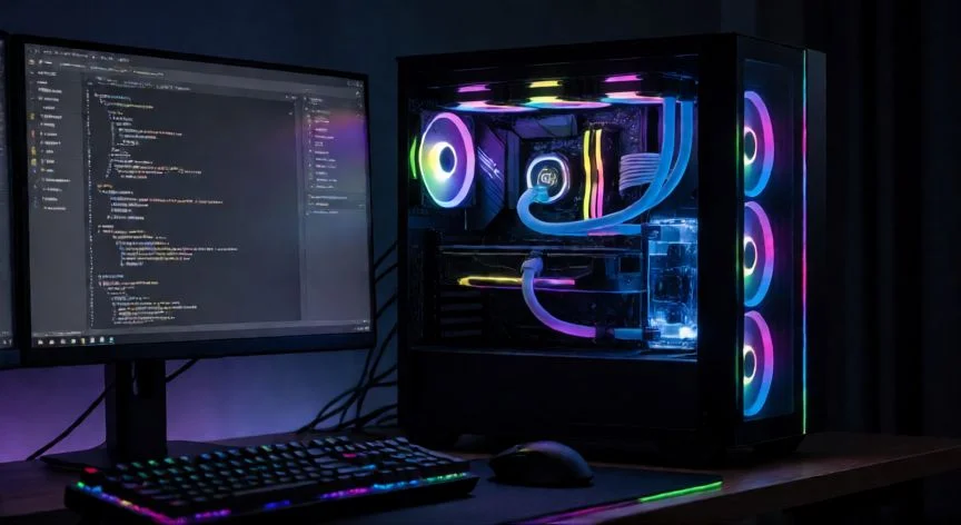 que ordenador comprar, Ordenador de escritorio con iluminacion RGB y torres de refrigeracion