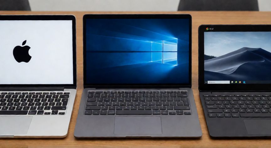 que ordenador comprar para la universidad, Comparativa visual de portátiles MacBook, Windows y Chromebook