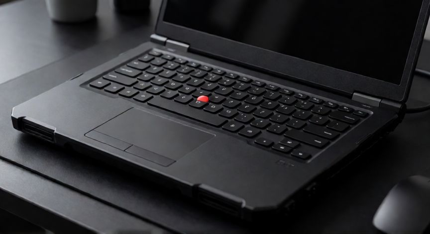 que ordenador es mejor hp o lenovo, Portátil Lenovo ThinkPad mostrando teclado ergonómico y diseño resistente