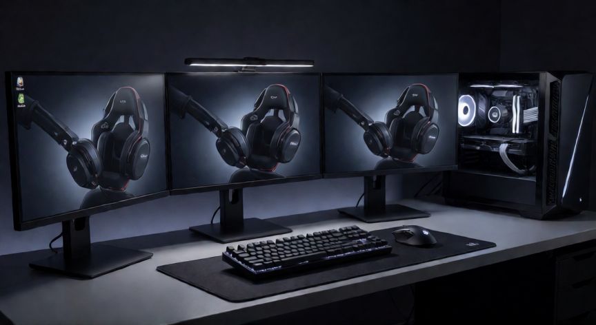 que ordenador tiene ibai, Setup de streaming profesional con triple monitor y PC de alta gama