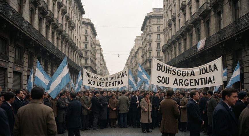 que paso 8 de diciembre, Multitud en las calles de Buenos Aires recordando eventos políticos históricos del 8 de diciembre