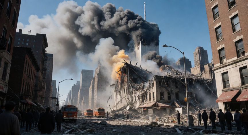 que paso 9 11, Restos del World Trade Center tras el atentado del 11-S