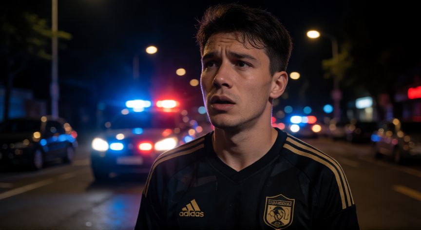 que paso con daniel sancho, Futbolista detenido por la policía en una calle nocturna