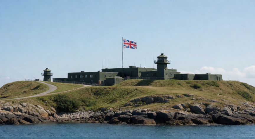que paso con las malvinas, Base militar británica en las islas Malvinas con bandera ondeando