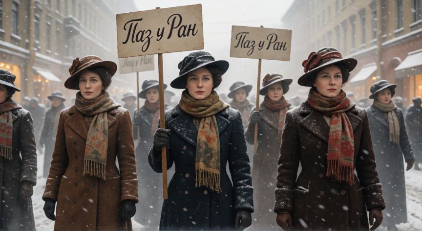que paso el 08 de marzo, Mujeres rusas marchando en 1917 durante el inicio de la Revolución Rusa