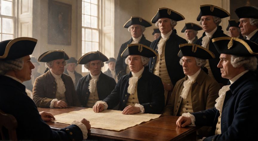 qué pasó el 4 de julio de 1776 en estados unidos, Delegados del Congreso Continental debatiendo la independencia en Filadelfia